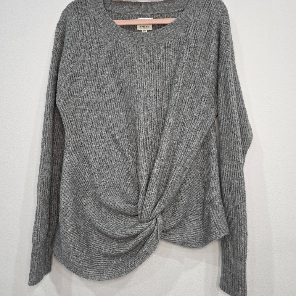 OFFLINE by Aerie Gray Ribbed Sweater
